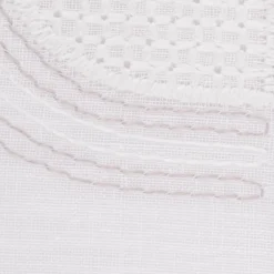 Gardinenstoff Leinenstruktur Stickerei Art Decó wollweiß grau 280cm Breite