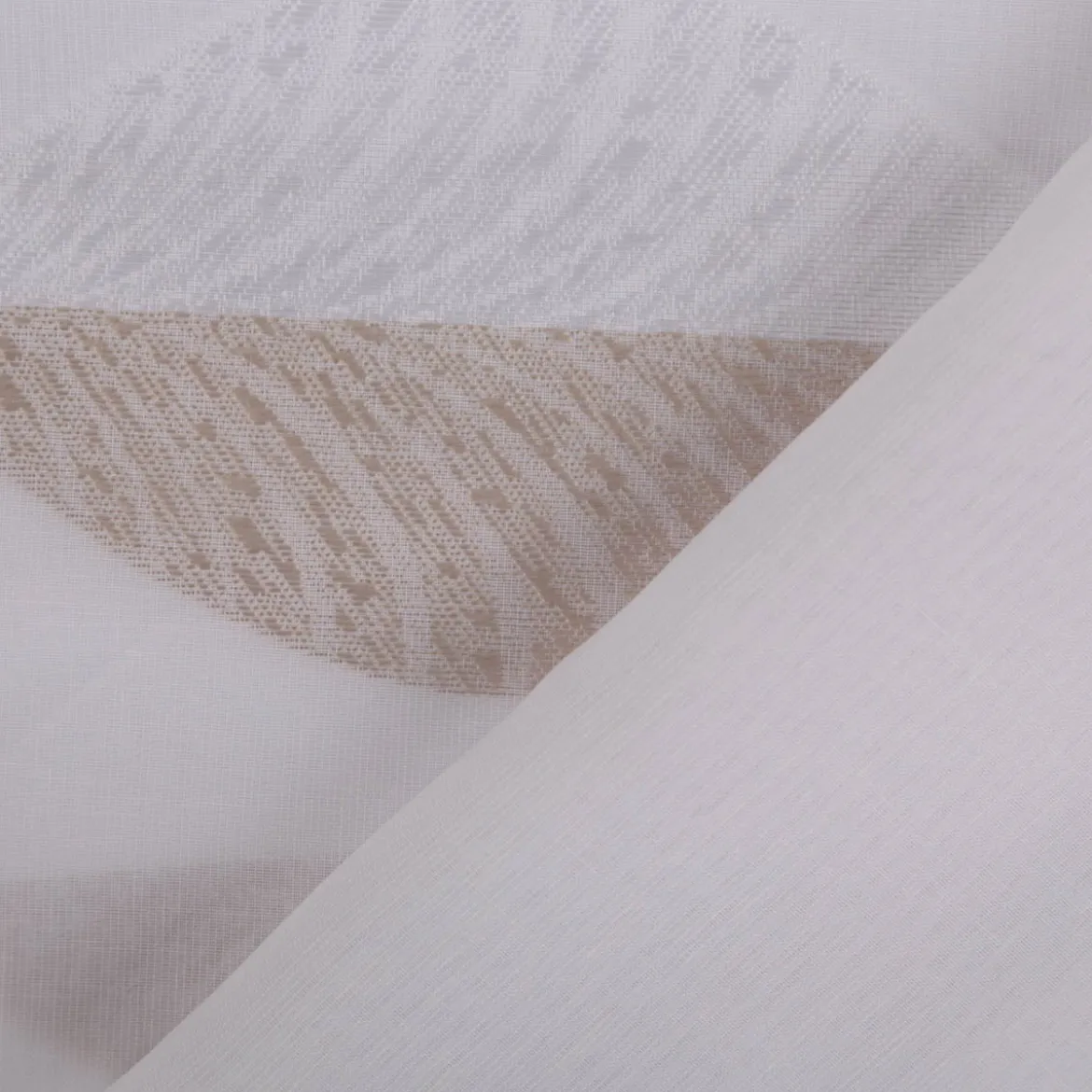 Gardinenstoff Leinenstruktur mit Scherli Blätter weiß taupe 300cm Breite