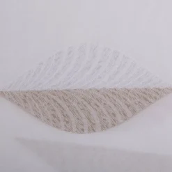 Gardinenstoff Leinenstruktur mit Scherli Blätter weiß taupe 300cm Breite