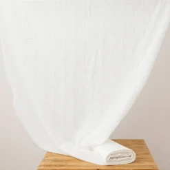 Gardinenstoff Leinenstruktur 3D Schnur-Dessin wollweiß 150cm Breite