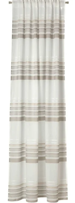 Gardinenstoff Marula transparent Streifen weiß beige braun 148cm Breite
