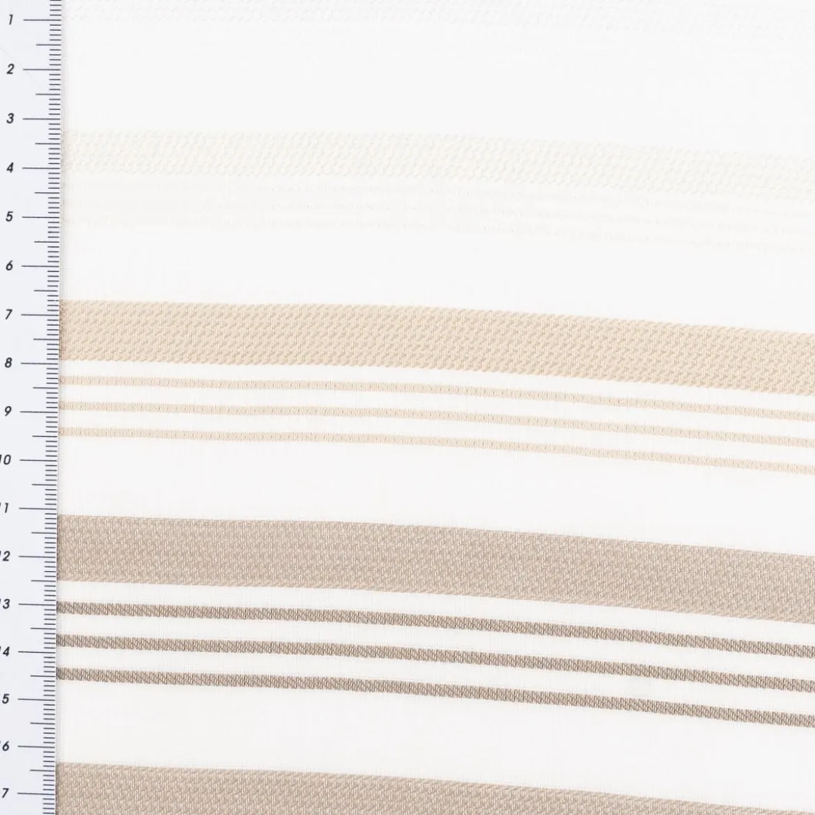 Gardinenstoff Marula transparent Streifen weiß beige braun 148cm Breite