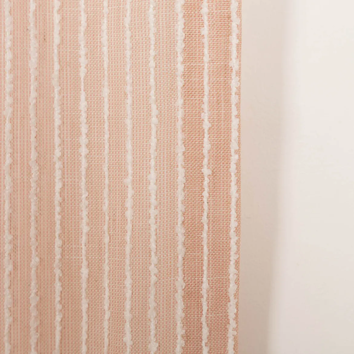 Gardinenstoff Meterware mit Bleiband und Bouclé Streifen rosa 3m Höhe