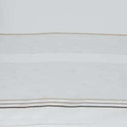 Gardinenstoff Meterware transparent Leinenstruktur Streifen weiß braun beige 300cm