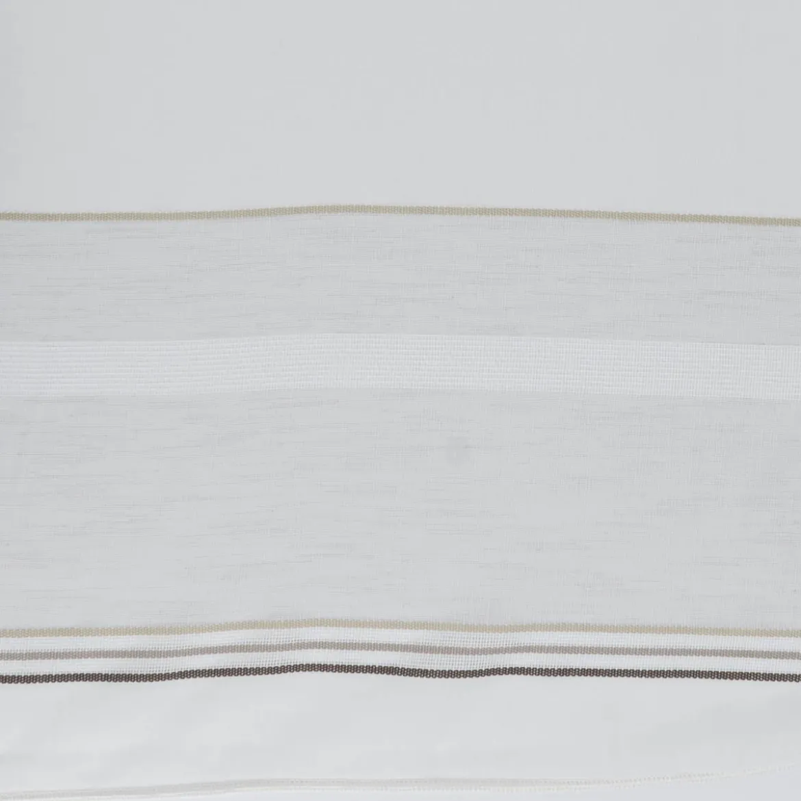 Gardinenstoff Meterware transparent Leinenstruktur Streifen weiß braun beige 300cm