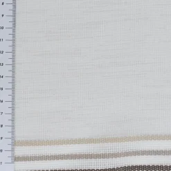 Gardinenstoff Meterware transparent Leinenstruktur Streifen weiß braun beige 300cm