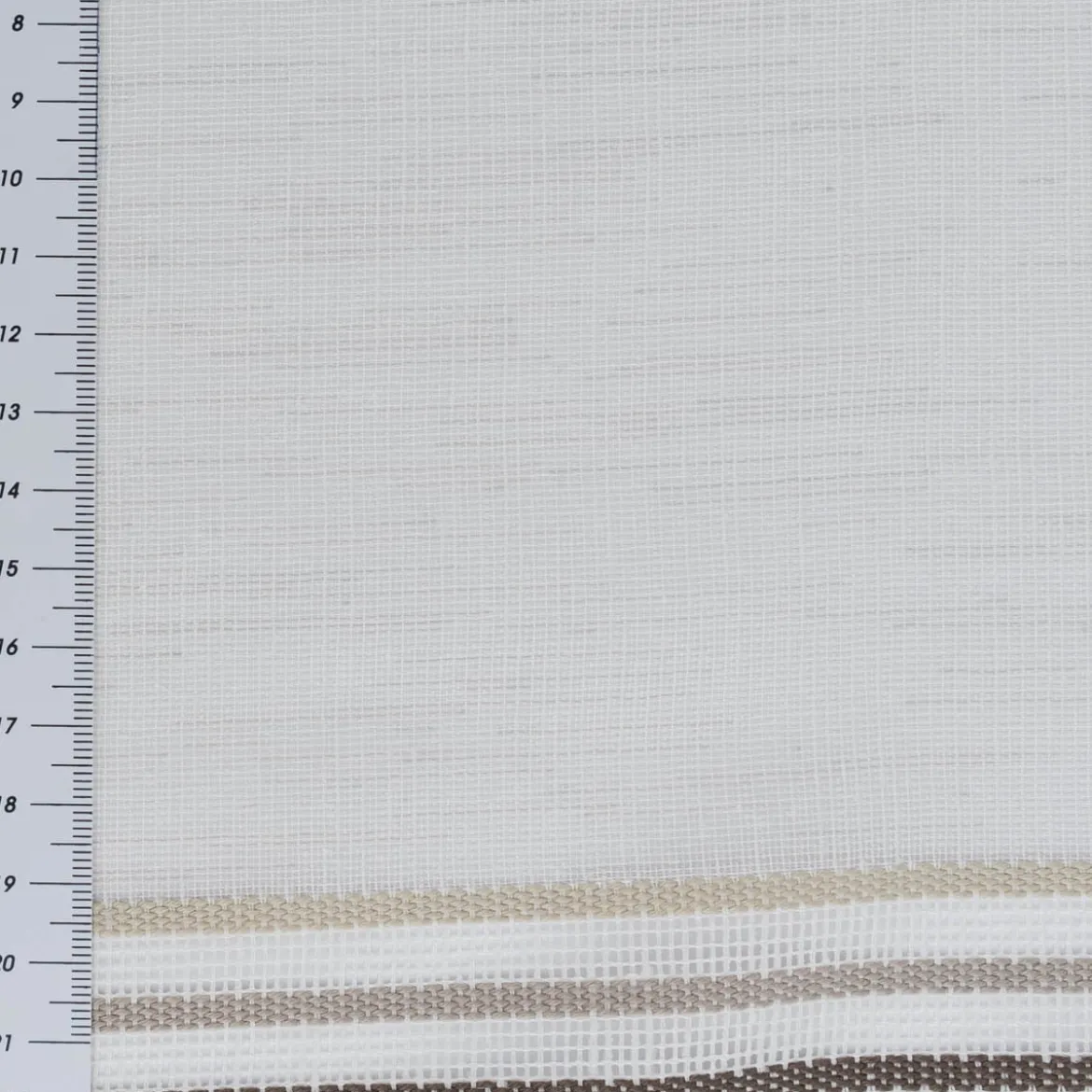 Gardinenstoff Meterware transparent Leinenstruktur Streifen weiß braun beige 300cm