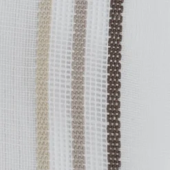Gardinenstoff Meterware transparent Leinenstruktur Streifen weiß braun beige 300cm