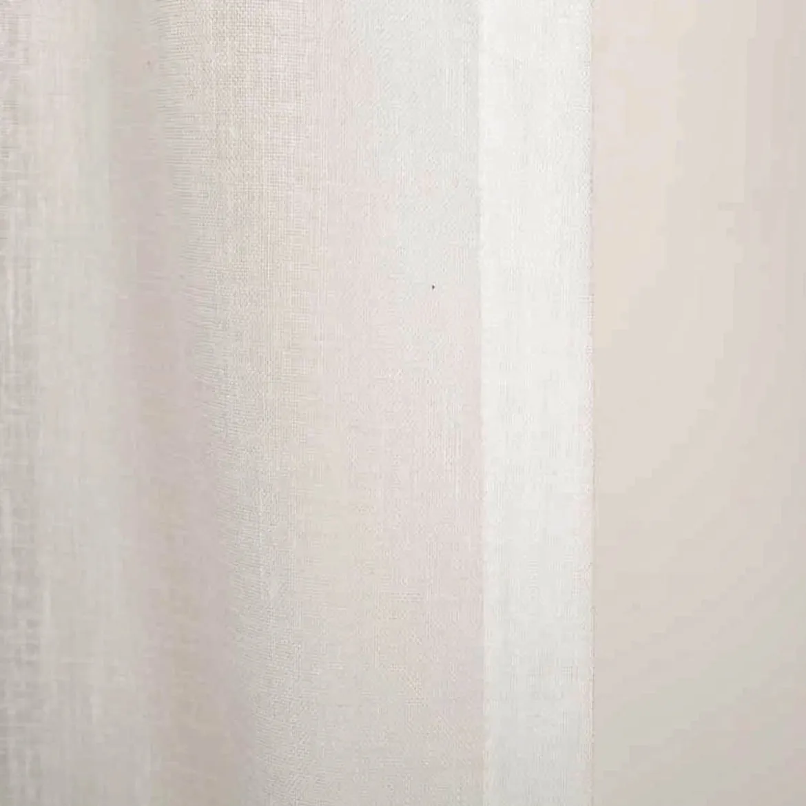 Gardinenstoff Meterware transparent mit Bleibandsaum Leinenstruktur ecru 320cm