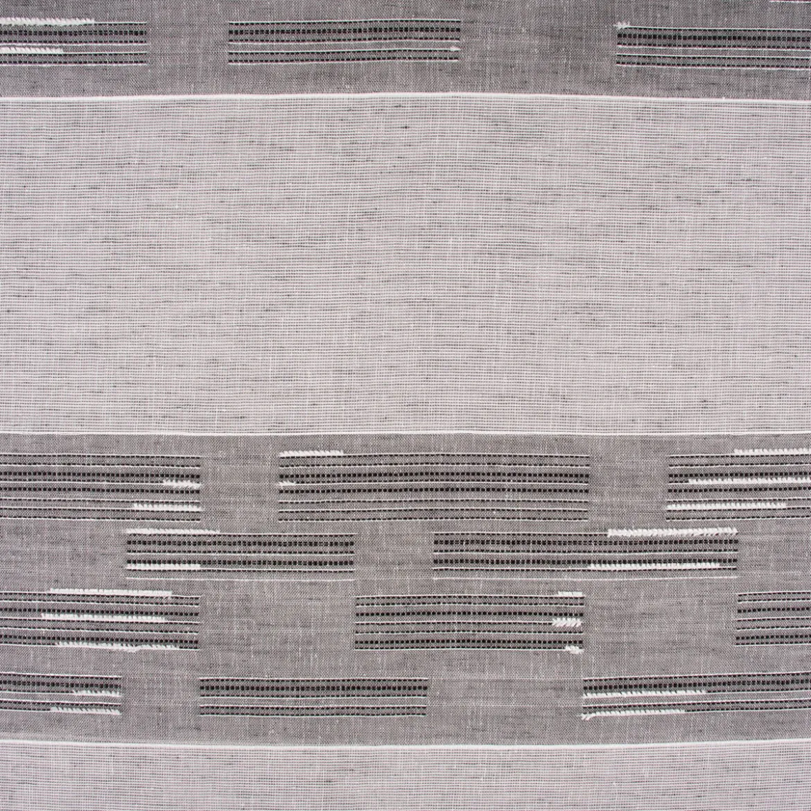 Gardinenstoff natürliche Strukturoptik Streifen halbtransparent grau 150cm Breite