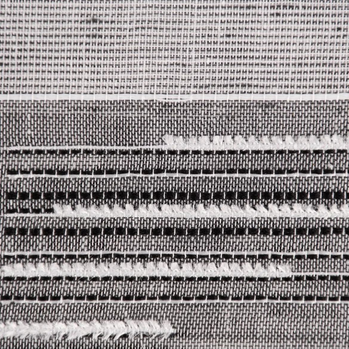 Gardinenstoff natürliche Strukturoptik Streifen halbtransparent grau 150cm Breite