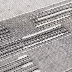 Gardinenstoff natürliche Strukturoptik Streifen halbtransparent grau 150cm Breite