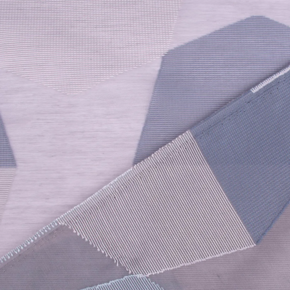 Gardinenstoff Organza Topas Geometrie grau rauchblau 152cm Breite
