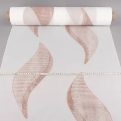 Gardinenstoff Paneele Meterware Scherli Grafik Silbereffekte wollweiß rosenholz 60cm Breite