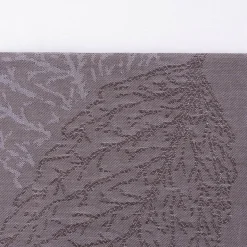 Gardinenstoff Quer-Streifen Blätter halbtransparent grau weiß 140cm Breite
