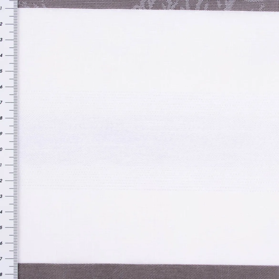 Gardinenstoff Quer-Streifen Blätter halbtransparent grau weiß 140cm Breite