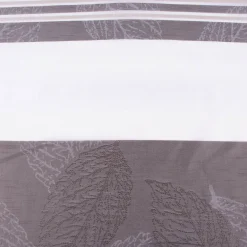 Gardinenstoff Quer-Streifen Blätter halbtransparent grau weiß 140cm Breite
