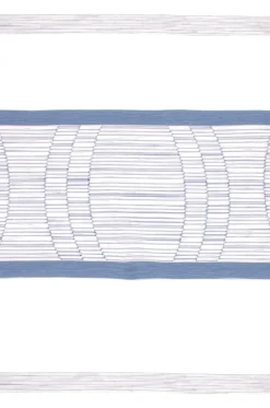 Gardinenstoff Scherli Emiliana halbtransparent Streifen weiß blau 152cm Breite