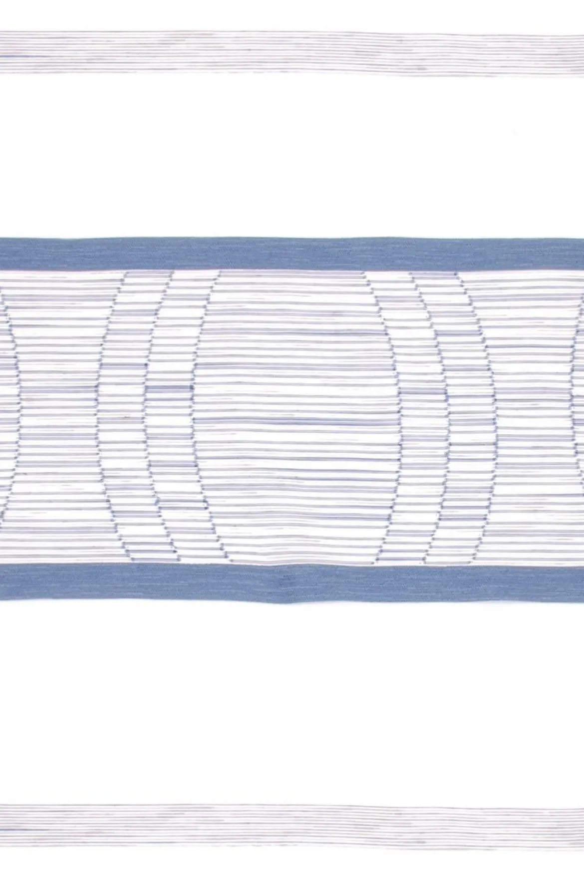 Gardinenstoff Scherli Emiliana halbtransparent Streifen weiß blau 152cm Breite