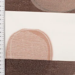 Gardinenstoff Scherli Jacquard Querstreifen halbtransparent weiß taupe 150cm Breite