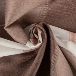 Gardinenstoff Scherli Jacquard Querstreifen halbtransparent weiß taupe 150cm Breite