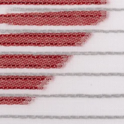 Gardinenstoff Scherli Palermo halbtransparent Hexagon weiß rot grau 148cm Breite