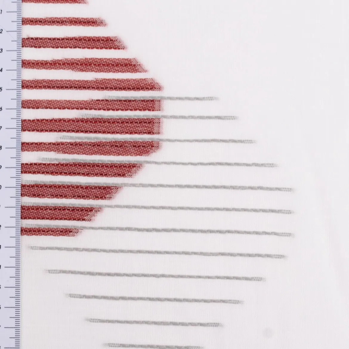 Gardinenstoff Scherli Palermo halbtransparent Hexagon weiß rot grau 148cm Breite