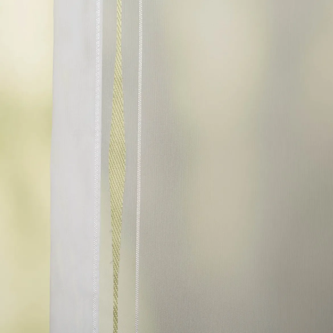 Gardinenstoff Scherli Voile mit Bleiband Längsstreifen weiß grün 280cm Höhe