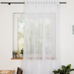 Gardinenstoff Scherli Voile mit Bleiband Längsstreifen weiß grün 280cm Höhe