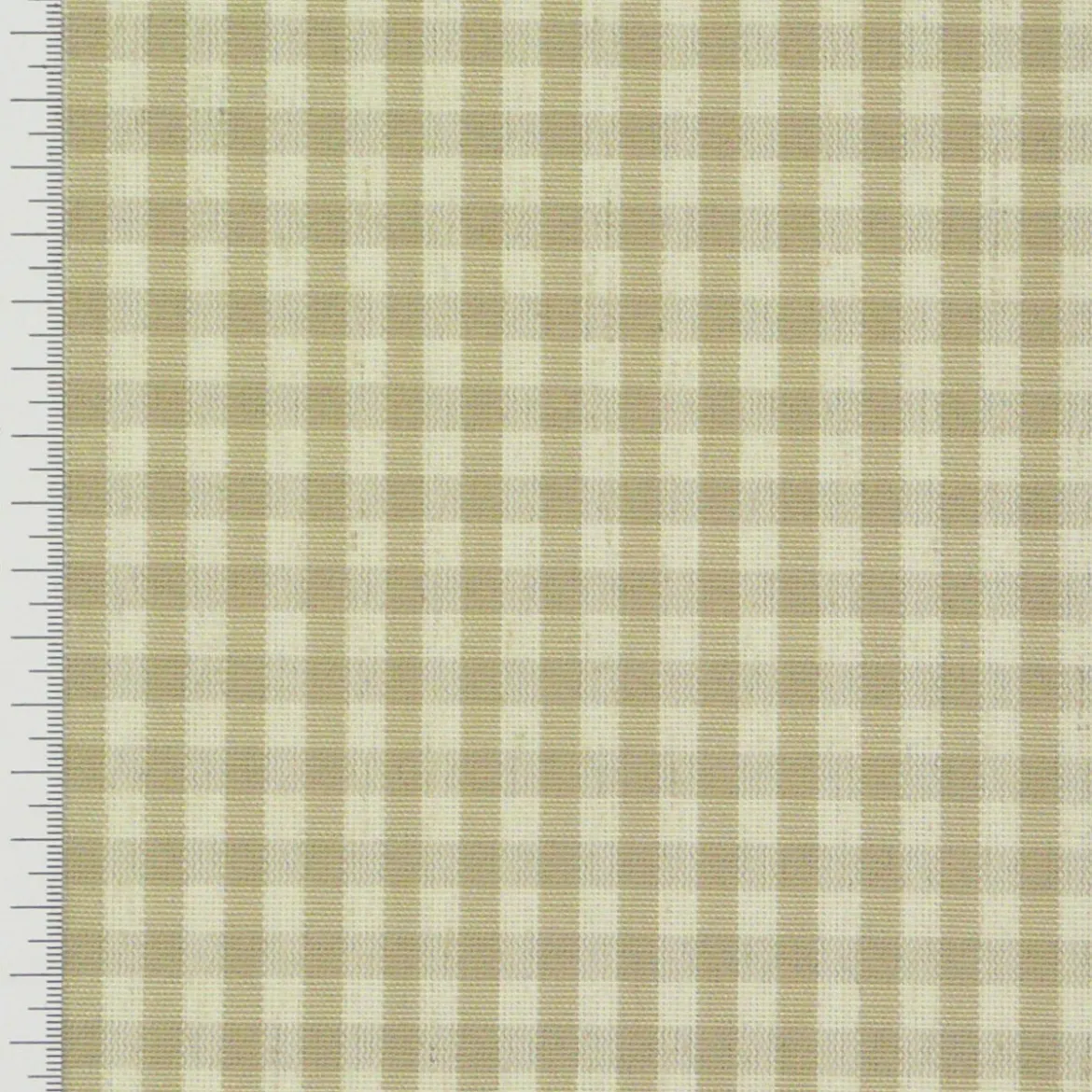 Gardinenstoff Stoff Dekostoff Meterware kariert beige weiß ca. 0,5cm 1,6m Breite