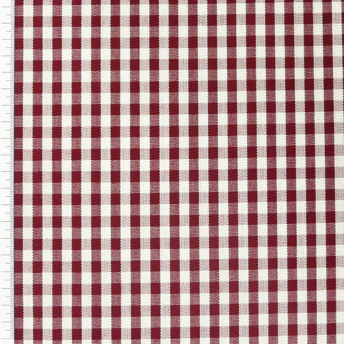 Gardinenstoff Stoff Dekostoff Meterware kariert dunkelrot weiß ca. 0,5cm 1,6m Breite