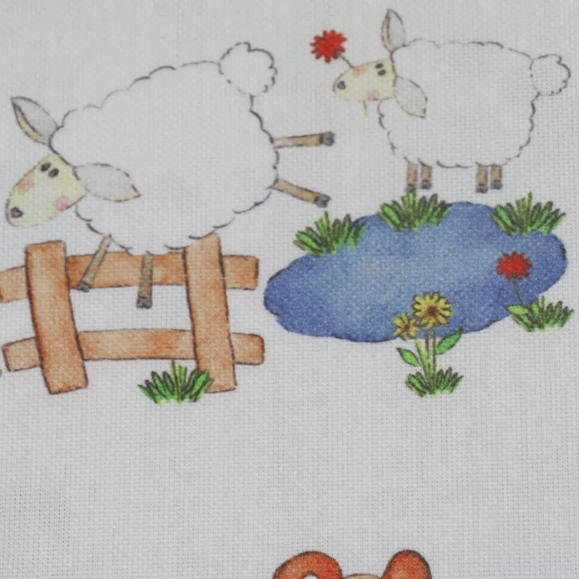 Gardinenstoff Stoff Dekostoff Kinderstoff HOFGAUDI Bauernhof Traktor Tiere creme bunt 1,60m Breite