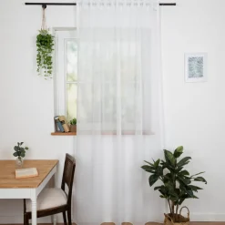 Gardinenstoff Stores antiviral und schwer entflammbar transparent ecru mit Bleiband 300cm hoch