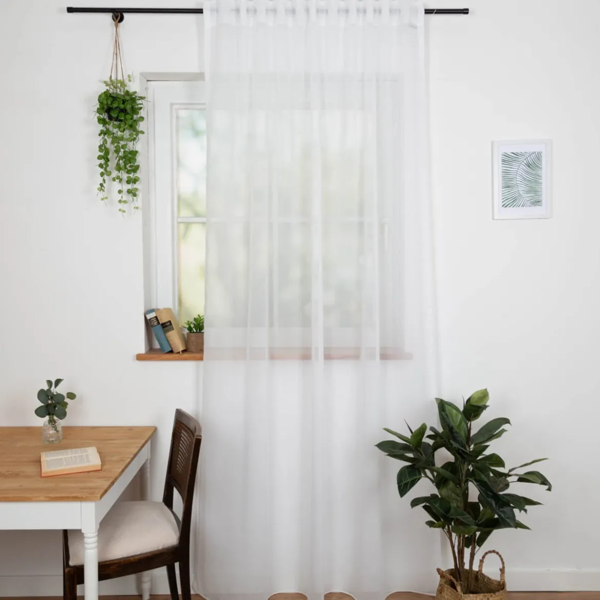 Gardinenstoff Stores antiviral und schwer entflammbar transparent ecru mit Bleiband 300cm hoch