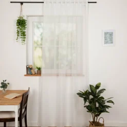 Gardinenstoff Stores feine Bouclé-Struktur mit Bleiband creme 2,60m Höhe