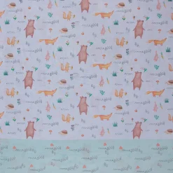 Gardinenstoff Stores mit Bleiband Leinenoptik Bordüre Waldfreunde Blumen weiß mint bunt raumhoch 300cm