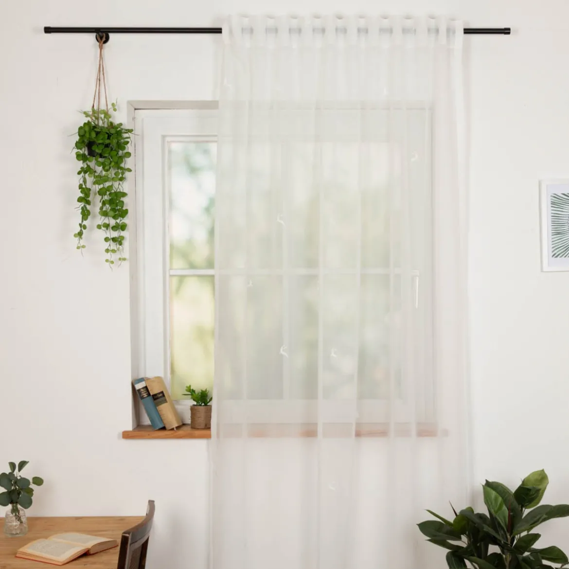 Gardinenstoff Stores Stickerei Hirsch Feinkäseleinen ecru 290cm Höhe