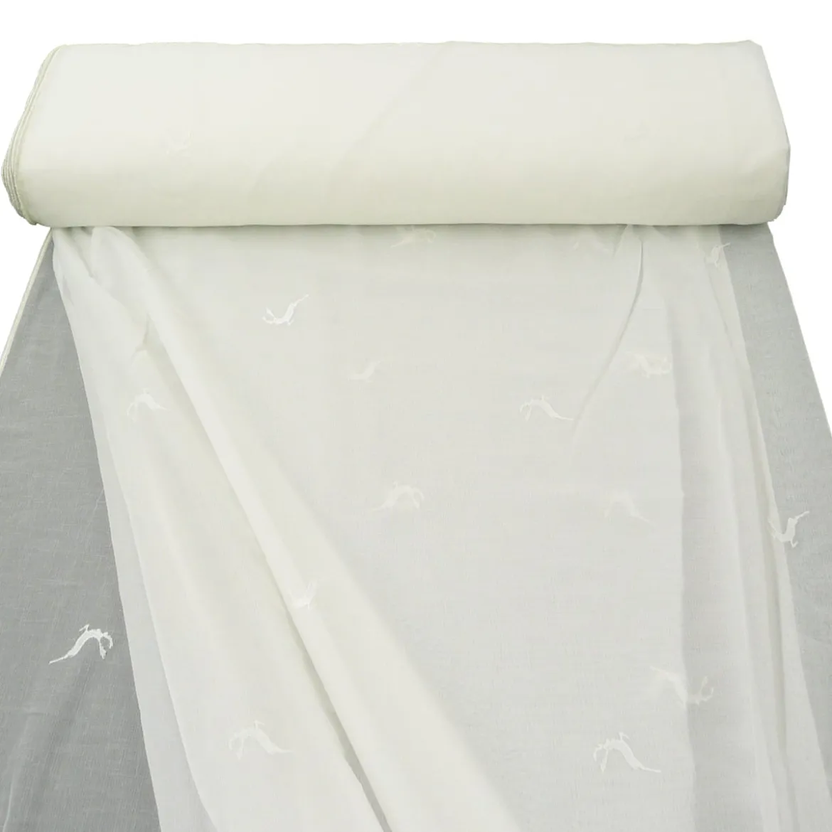 Gardinenstoff Stores Stickerei Hirsch Feinkäseleinen ecru 290cm Höhe