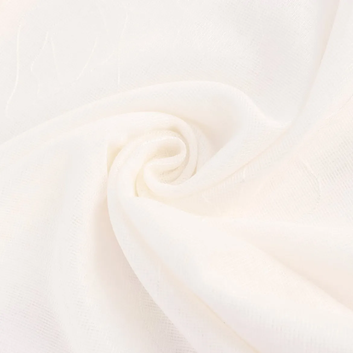 Gardinenstoff Stores Strukturoptik mit Stickerei abstrakte Blumen ecru 2,80m Höhe