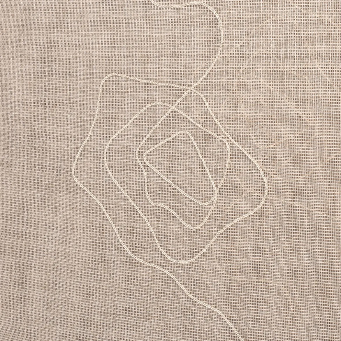 Gardinenstoff Stores Strukturoptik mit Stickerei abstrakte Blumen beige 2,80m Höhe