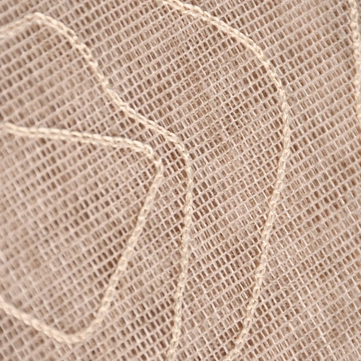 Gardinenstoff Stores Strukturoptik mit Stickerei abstrakte Blumen beige 2,80m Höhe