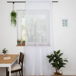 Gardinenstoff Stores Voile uni weiß transparent 2,6m Höhe