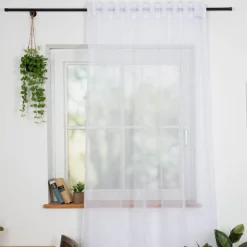Gardinenstoff Stores Voile uni weiß transparent 2,6m Höhe