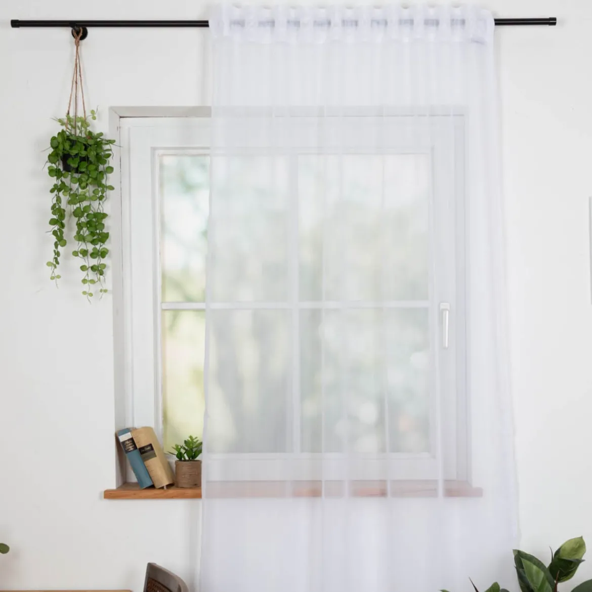 Gardinenstoff Stores Voile uni weiß transparent 2,6m Höhe