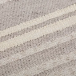 Gardinenstoff Voile Bouclé-Streifen taupe wollweiß 160cm Breite