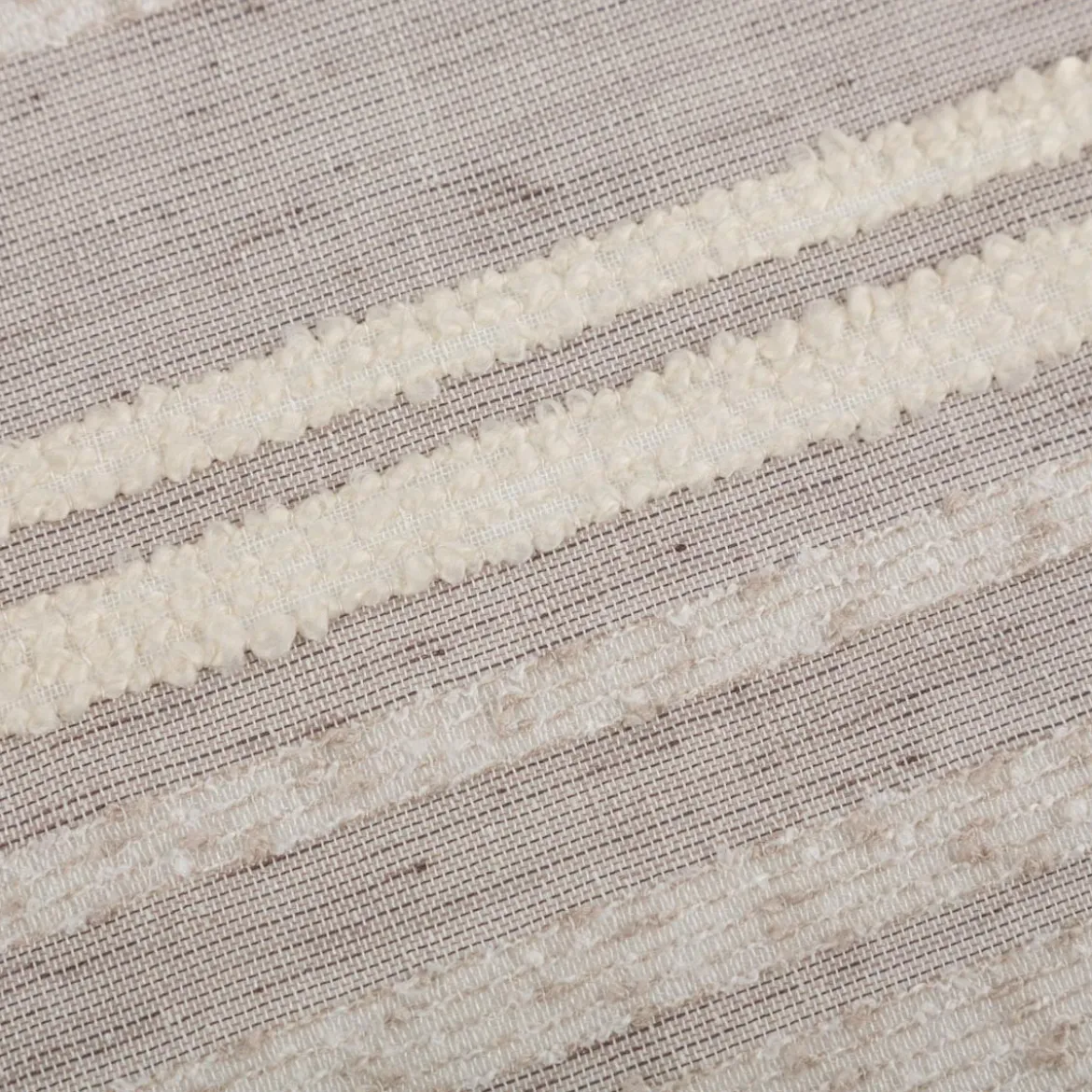 Gardinenstoff Voile Bouclé-Streifen taupe wollweiß 160cm Breite