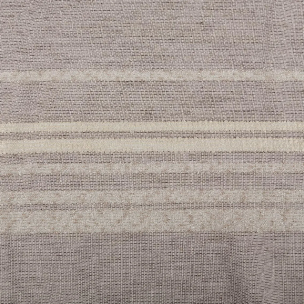 Gardinenstoff Voile Bouclé-Streifen taupe wollweiß 160cm Breite