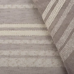 Gardinenstoff Voile Bouclé-Streifen taupe wollweiß 160cm Breite