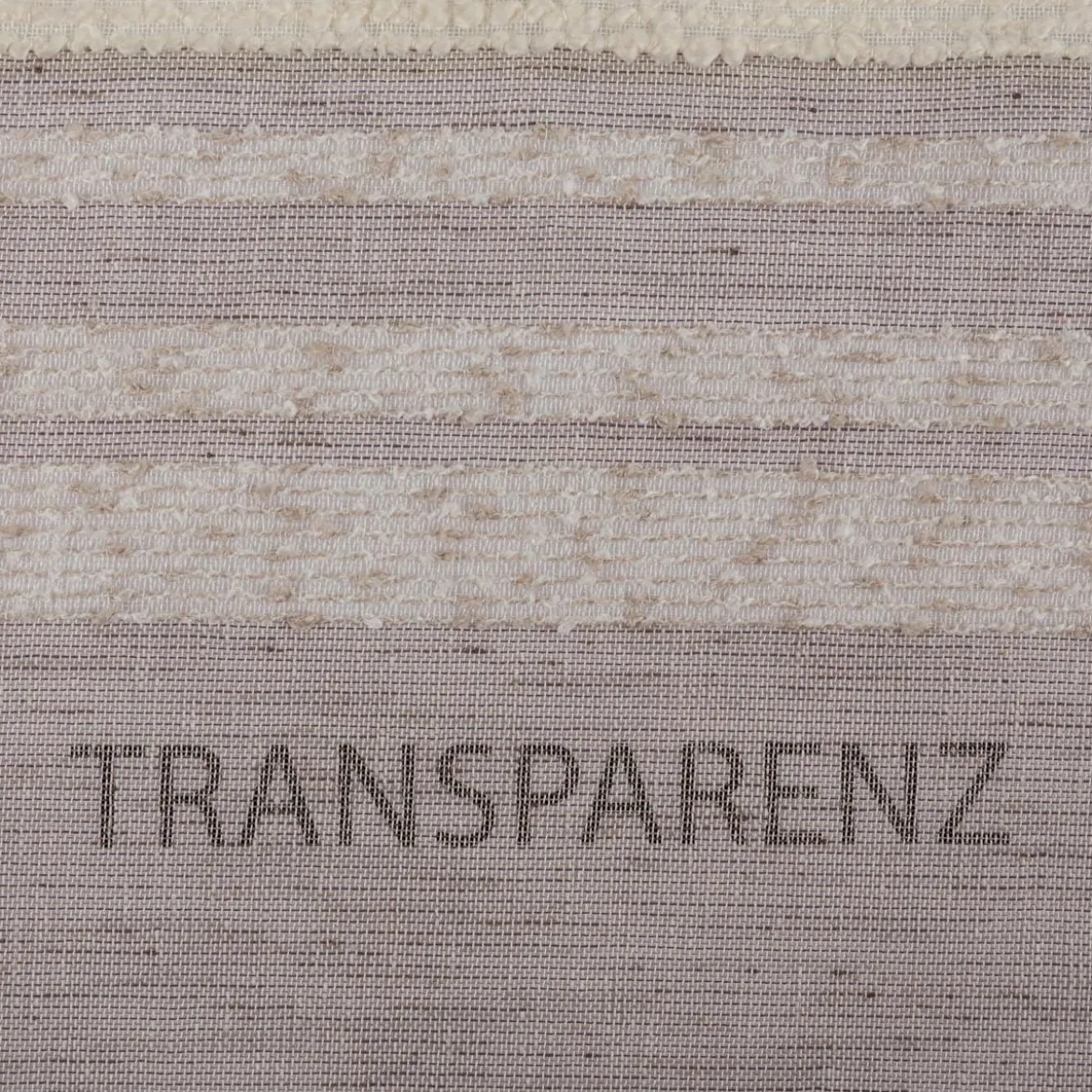 Gardinenstoff Voile Bouclé-Streifen taupe wollweiß 160cm Breite
