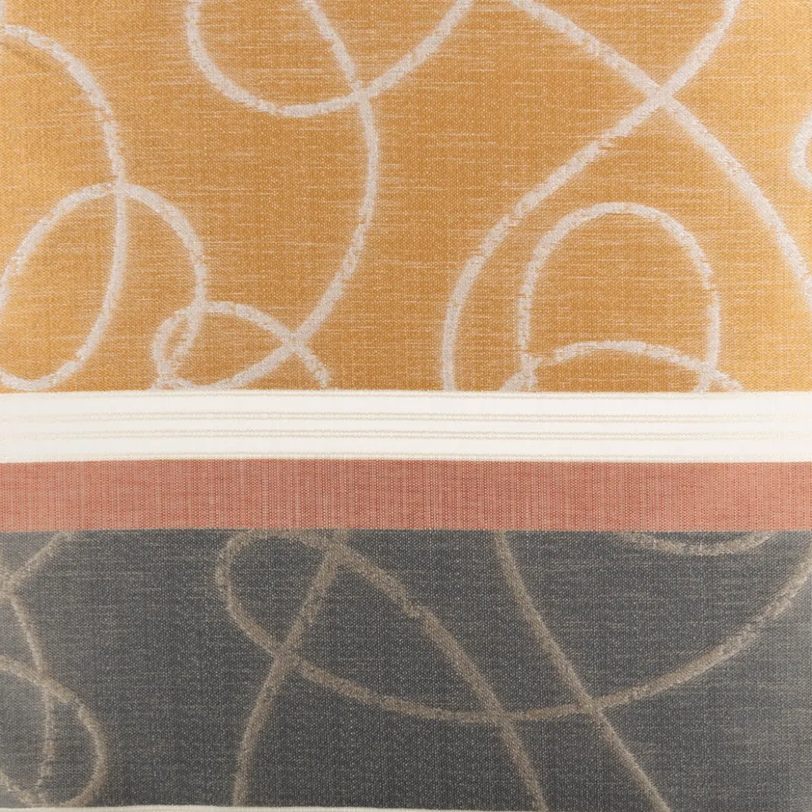 Gardinenstoff Voile Jacquard Querstreifen halbtransparent weiß kupfer gold grau 150cm Breite